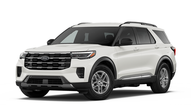 2026 Ford Explorer Active w/100A Pkg in Star White Metallic Tri-Coat — front three-quarter view