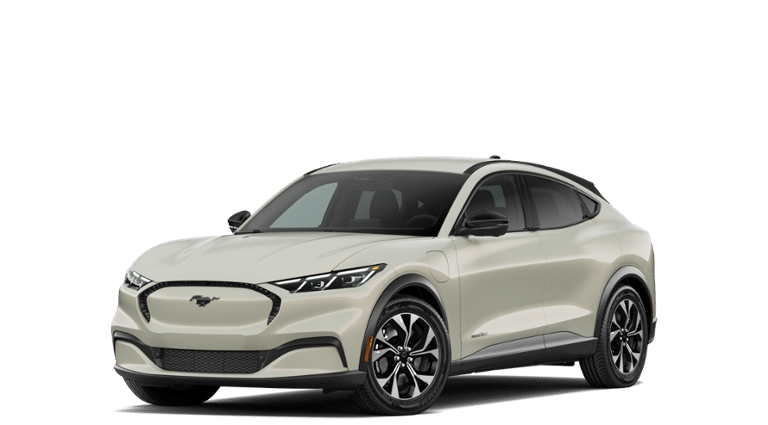 2026 Ford Mustang Mach-E Select in Desert Sand — front three-quarter view