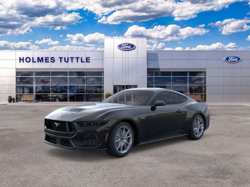 2026 Ford Mustang Base in Shadow Black — front three-quarter view