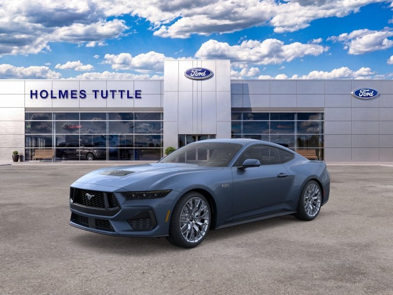 2026 Ford Mustang GT Premium in Vapor Blue Metallic — front three-quarter view