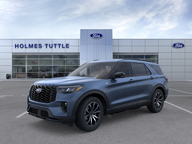 2026 Ford Explorer ST-Line in Vapor Blue Metallic — front three-quarter view