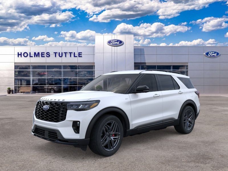 2026 Ford Explorer ST-Line in Star White Metallic Tri-Coat — front three-quarter view