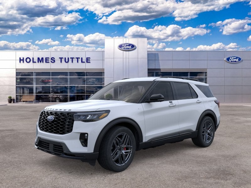 2026 Ford Explorer ST-Line in Space White Metallic — front three-quarter view