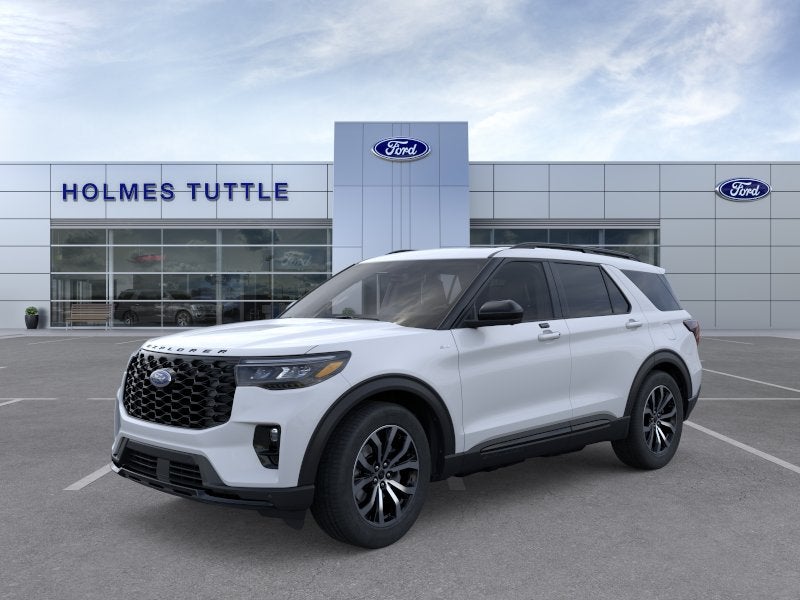 2026 Ford Explorer ST-Line in Space White Metallic — front three-quarter view