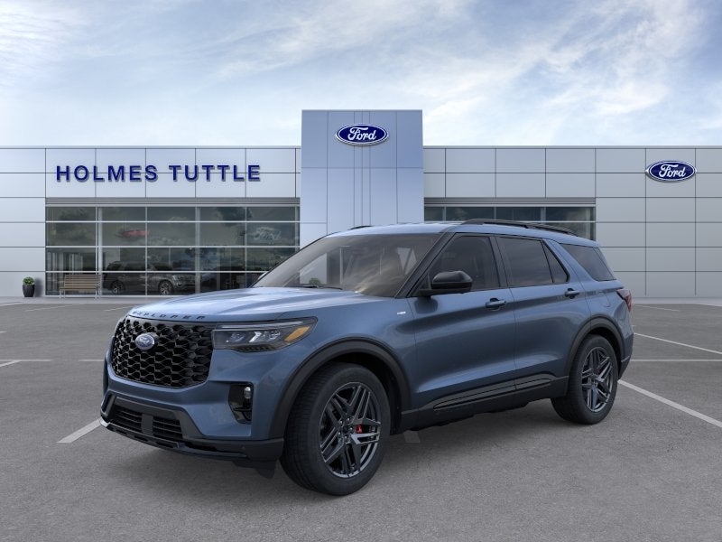 2026 Ford Explorer ST-Line in Vapor Blue Metallic — front three-quarter view