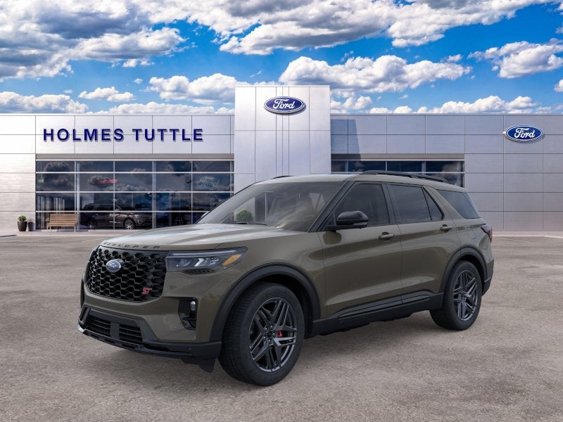 2026 Ford Explorer ST in Marsh Gray — front three-quarter view