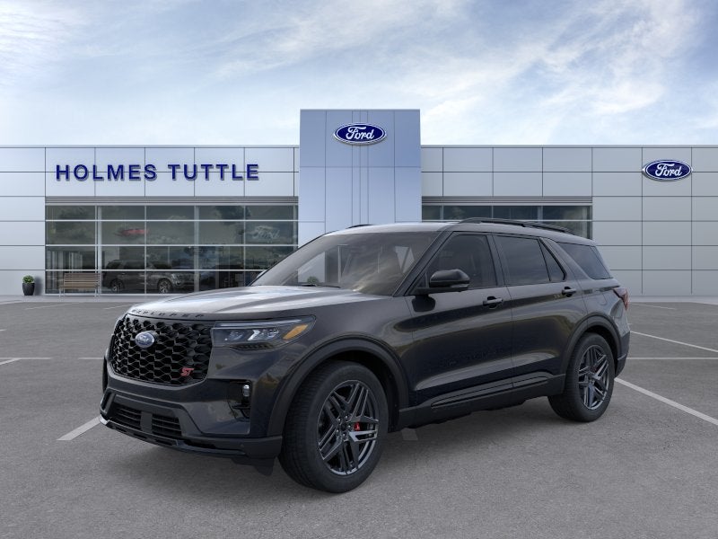 2026 Ford Explorer ST in Agate Black Metallic — front three-quarter view