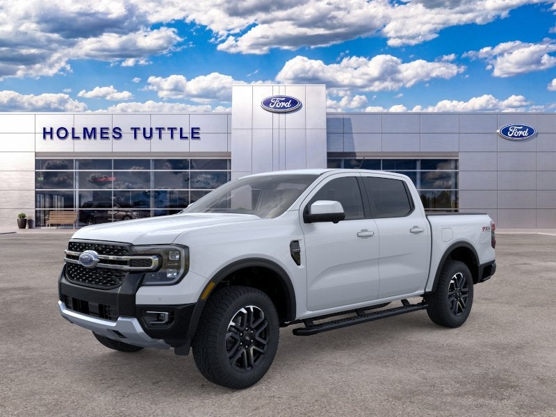 2026 Ford Ranger LARIAT in Oxford White — front three-quarter view